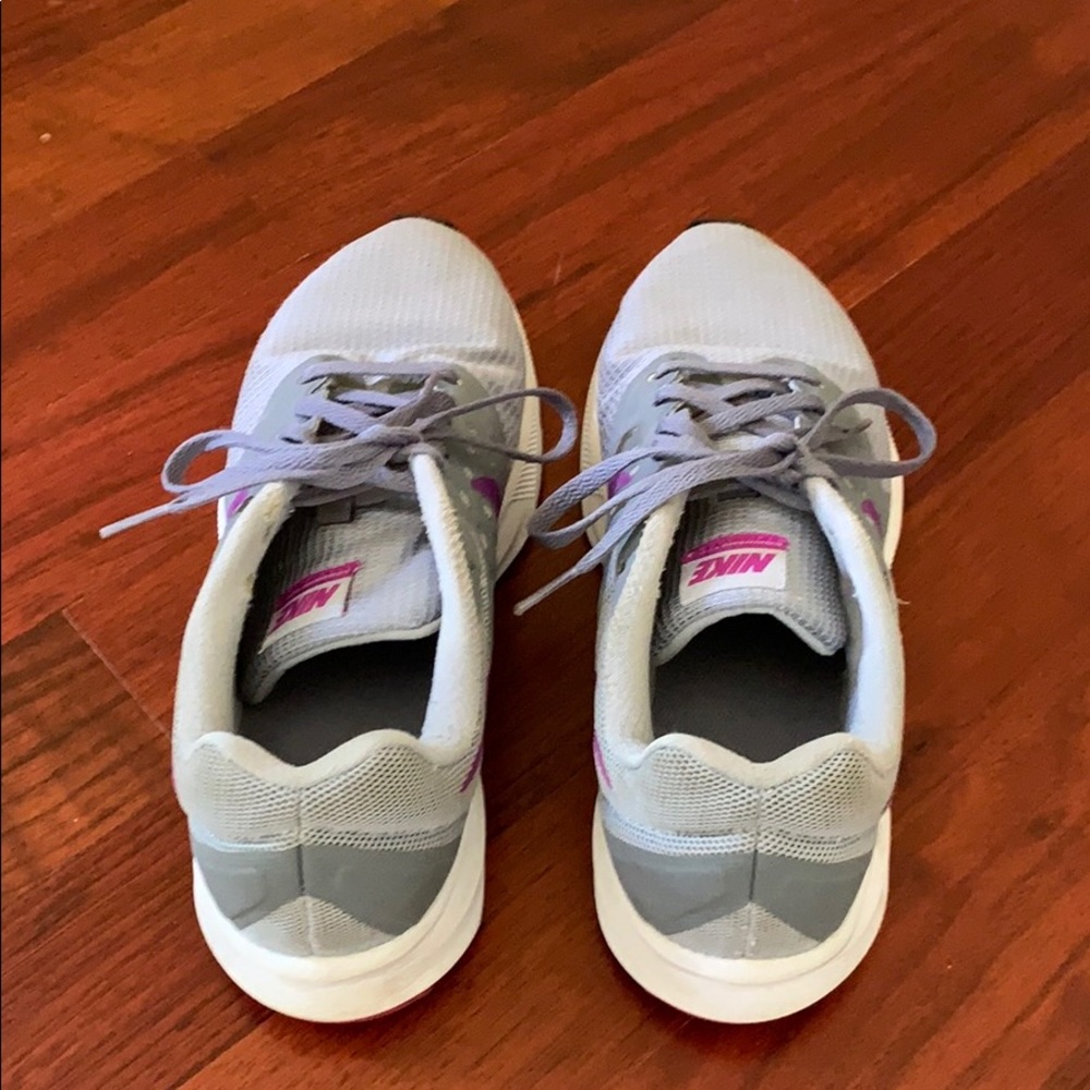 Grey Nike Sneakers with Purple Accents